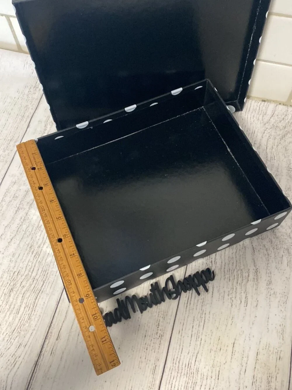 Black and White Vintage Inspired Polka Dot Photo Storage or Display Box